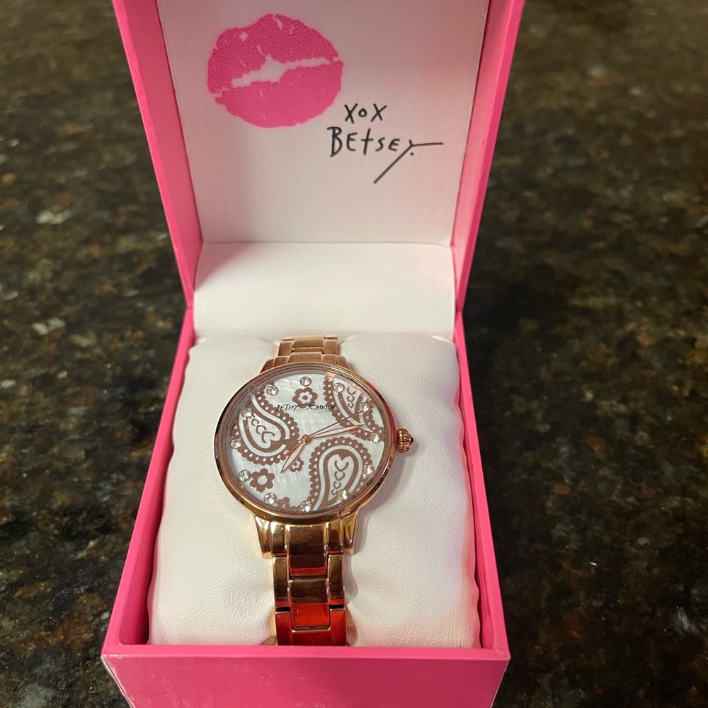 Betsey Johnson Rose Tone Paisley Watch